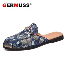 Летние лоферы; тапочки с вышивкой; дизайнерские Лоферы без застежки; удобная мужская обувь для отдыха на плоской подошве