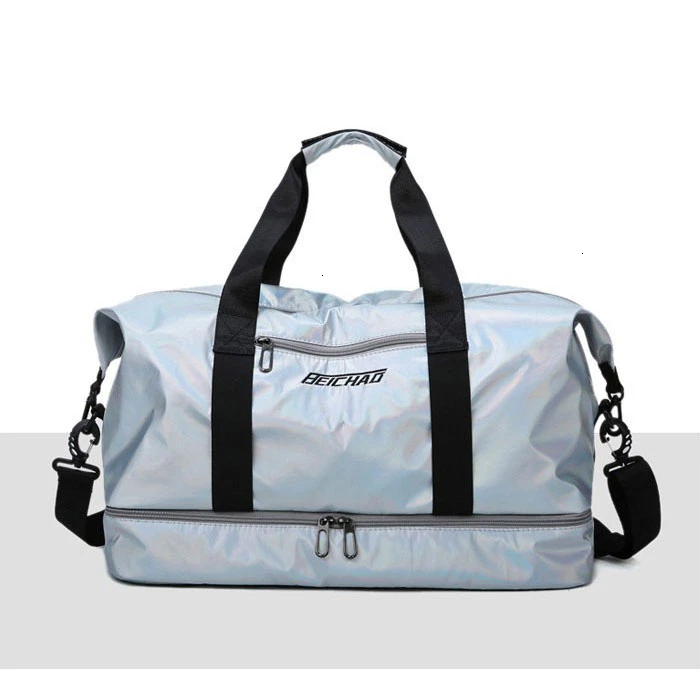 Glossy Gym Bag Dry Wet Travel Fitness Bag For Men Tas Handbags Women Nylon Luggage Bag With Shoes Pocket Traveling Sac De Sport