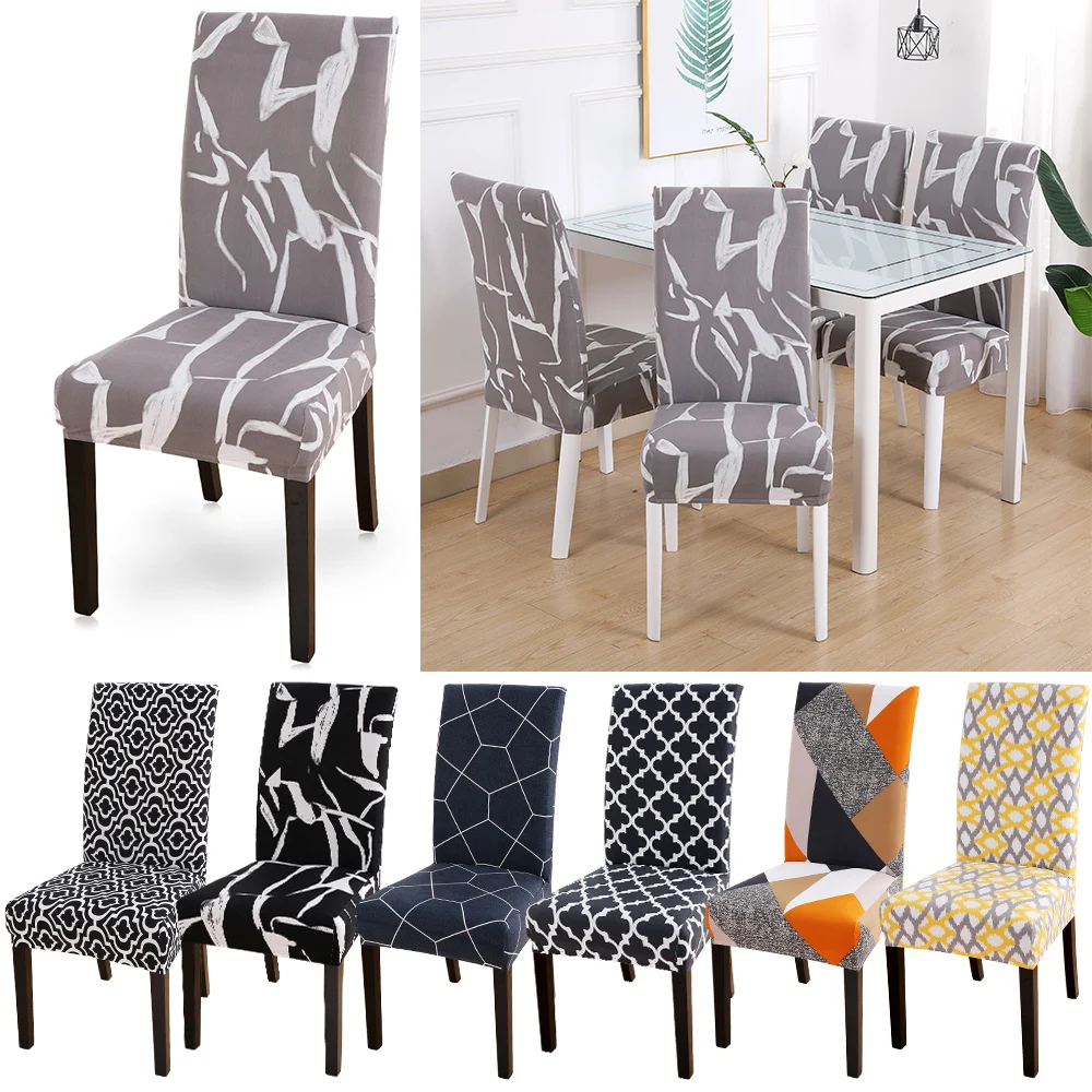 

Geometric Pattern Dining Room Chair Cover Removable Washable Stretch Seat Cover For Hotel Restaurant Banquet Home Decoration 1pc