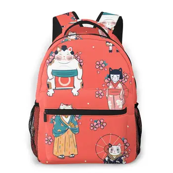 

Fashion Backpack 2020 Funny Cats Dressed In Traditional Japanese Clothes With Sakura Flowers