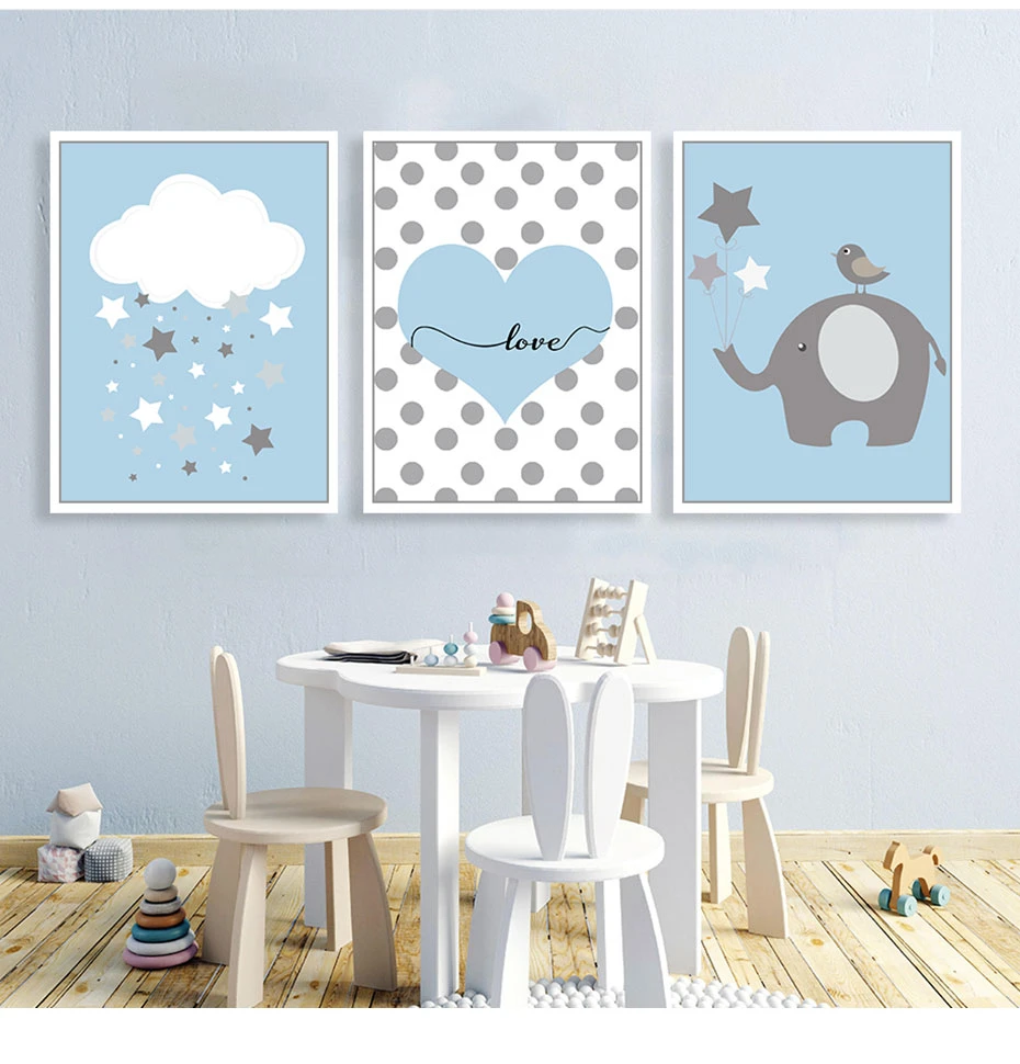 Cartoon-Elephant-Star-Blue-Personalized-Nursery-Decor-New-Baby-Gift-Canvas-Painting-Wall-Art-Picture-Poster (2)