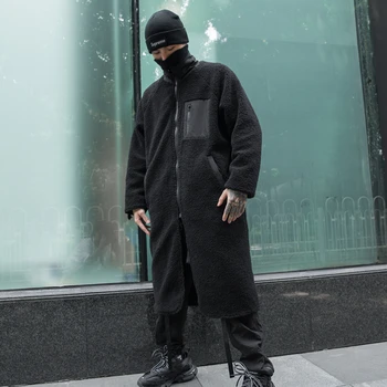 

Winter New Windbreaker Men Thick Warm Fashion Solid Color Casual Long Coat Man Streetwear Loose Two-sided Jacket Male Clothes