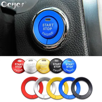 

Ceyes Car Accessories Styling Engine Stickers With Hole Start Stop Ring Case For Nissan Qashqai Juke Three-Row Word Button Cover