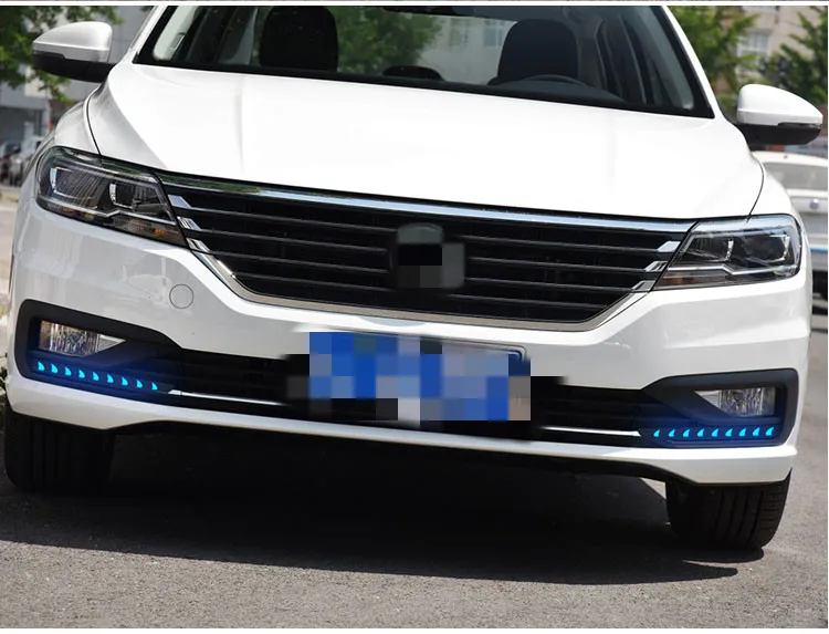 EOsuns led drl Дневной ходовой светильник для Volkswagen Lavida- с динамическим движущимся желтым поворотником и синим ночным светильник