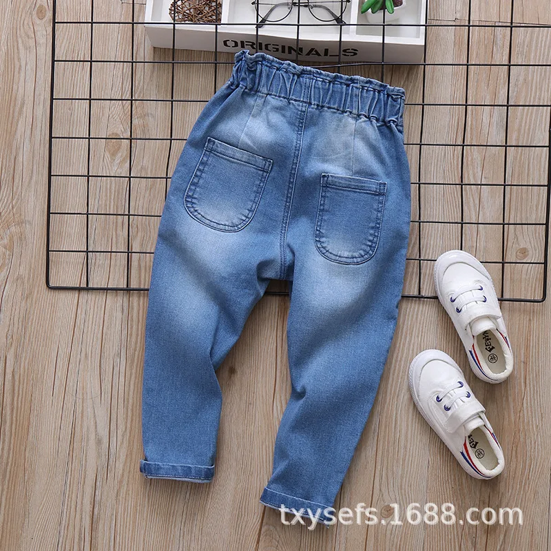 Pls-k030 детская одежда; детские брюки; коллекция года; сезон осень; стиль; три пряжки; кружевные джинсы для девочек; брюки