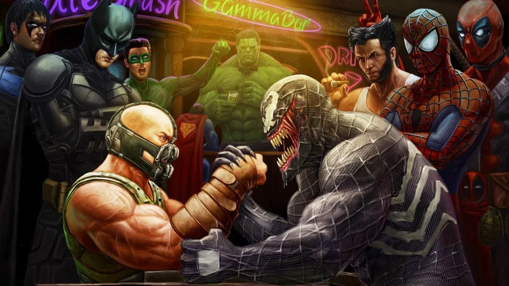 Бэйн Vs Venom Arm бороться гигантский шелк плакат декоративной живописи 24x36inch | Дом и