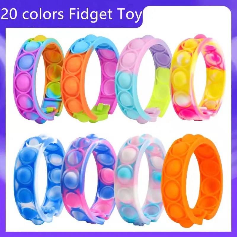 Kid Fidget Toys For Children Push Bubble Dimple Bracelet Decompression Toy Adults Anti Stress Reliever Sensory Kids | Игрушки и хобби