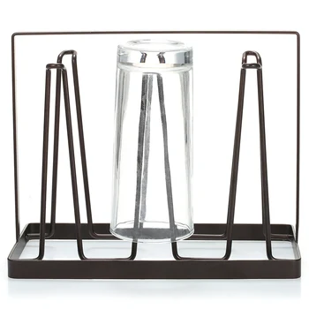 

Hot European Style Iron Cups Rack Drain Rack with 6 Hooks Tea Cup Holder Mug Holder Countertop Cup Hanging Cups Rack Easy Clean