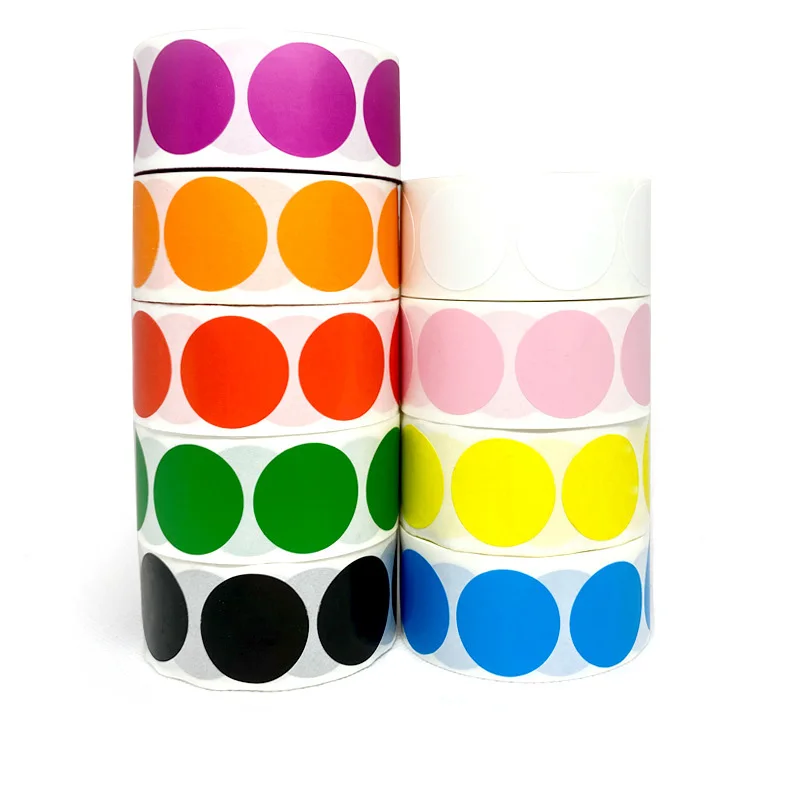 Smart Sticker Black Color Coding Dot Labels 2 inch Round - 500 Colored Circle Stickers per Roll