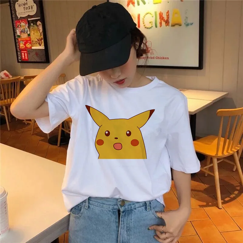 Для женщин футболка веселое Harajuku Покемон Snorlax Togepi Сквиртл японский футболки с персонажами из аниме, женские топы, эстетическая одежда C Пикачу