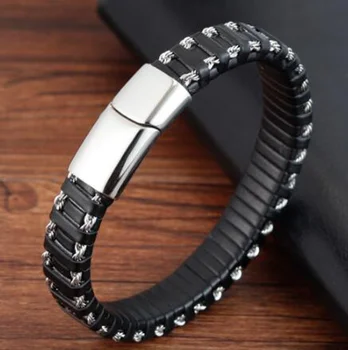 

Punk Stainless Steel Chain Combination Leather Bracelet Multi-layer Accessories MenBracelet