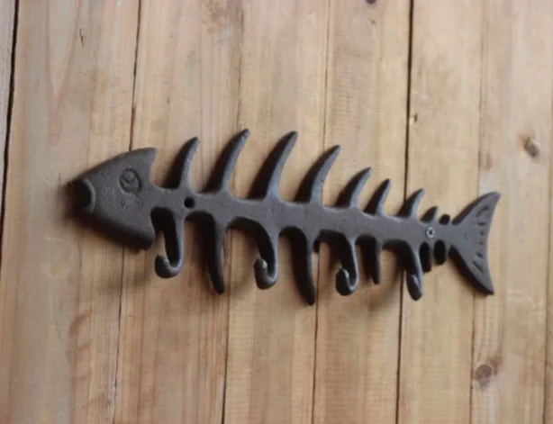 34x11cm Cast iron fish shaped fish bone hook Balcony garden decorations
