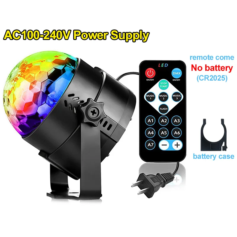 Christmas LED Disco Light Soundlights Party Lights Disco Ball Sound Activated Strobe DJ Stage Lamp For Home Halloween Projector - Цвет: No battery in remote