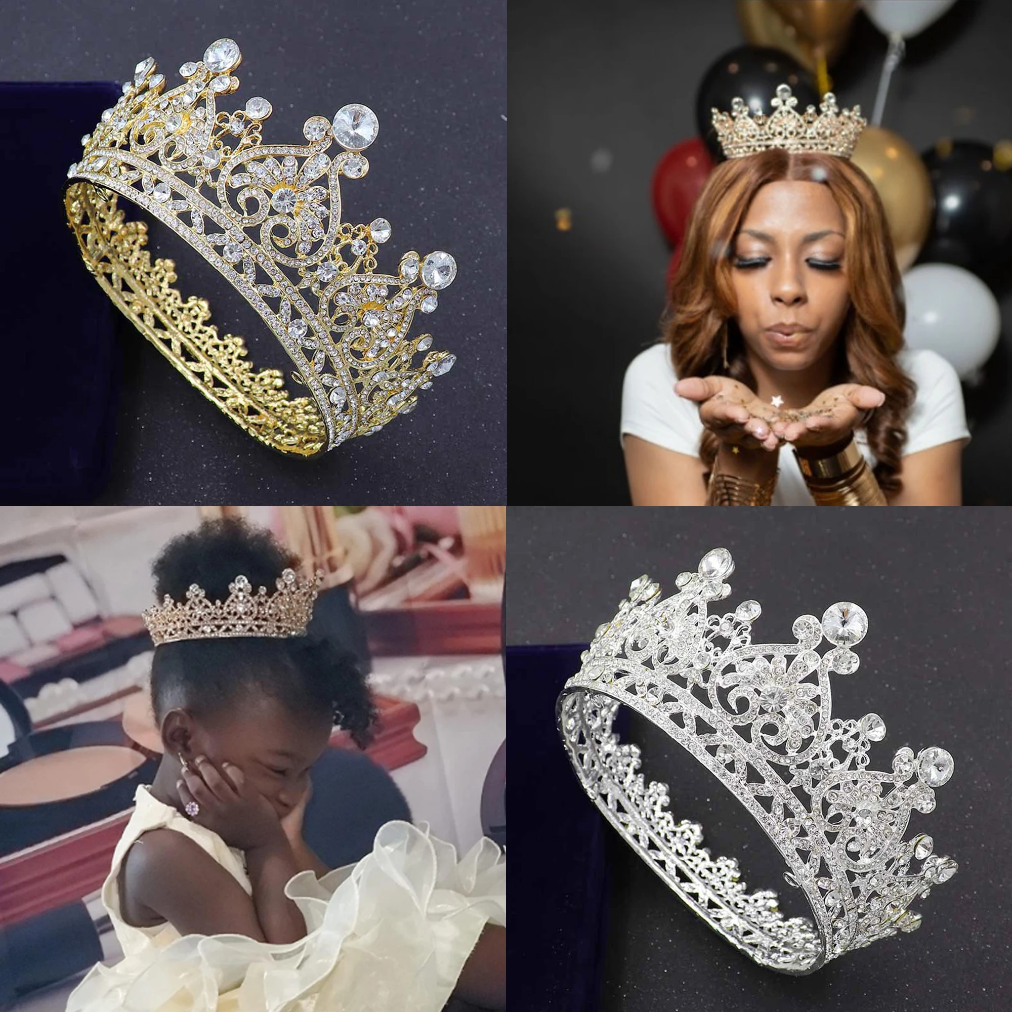 Royal Queen King Crowns Multi Color Crystal Wedding Bridal Tiaras And Pageants