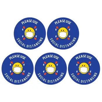 

5 Sheets Prevention Decals Decor Safety Distance Sticker Self-adhesive Round Sticker for School Mall Public Toilet Shop