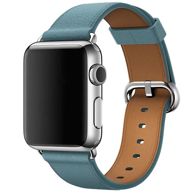 Samrt Watch Band for Apple Watch Band Series 6 SE 5 4 3 2 1 Leather Strap 44mm 38mm 42mm 40mm Blue