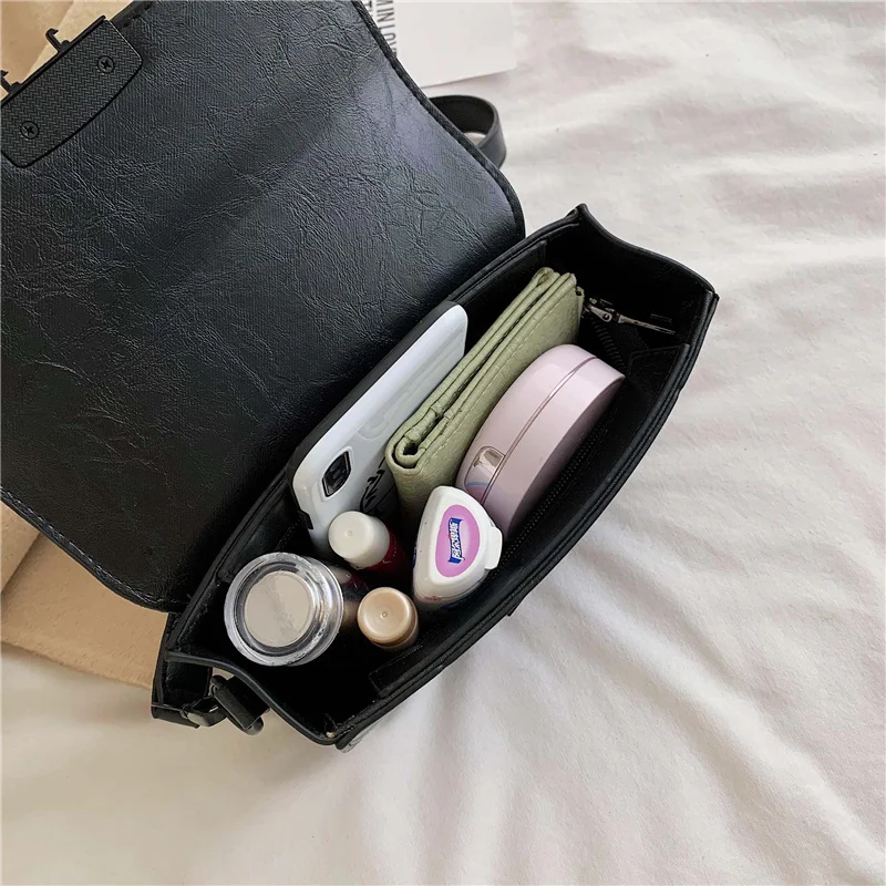 Solid Color PU Leather Saddle Bags For Women Small Crossbody Shoulder Messenger Bag Female Handbags and Purses