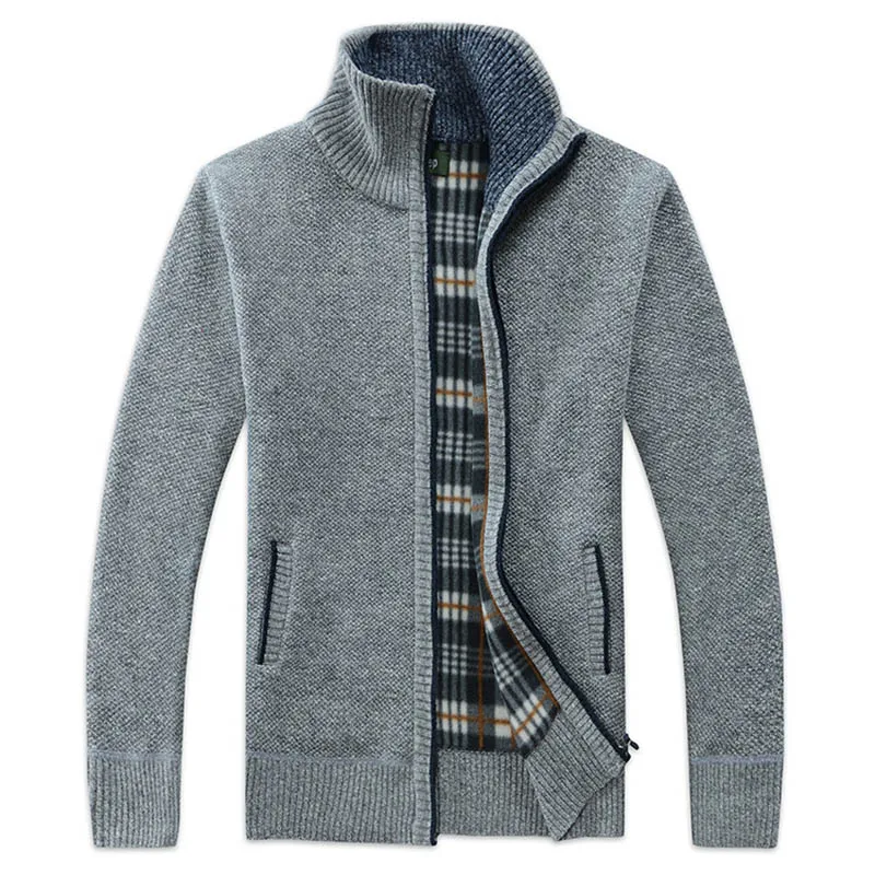 Men Winter Sweater Zipper Mens Cardigan Sweater High Collar Pockets Knit Men Sweater Coat 2019 Autumn Color Casual Sweaters Men