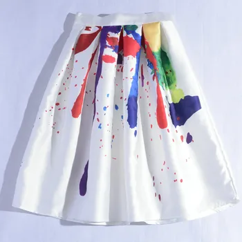 

skirt Women Vintage A-line dyeing High Waist Printed Pleated Flared Gown Midi Skirts Pleated Plus Size Candy Color Skirts 8.15
