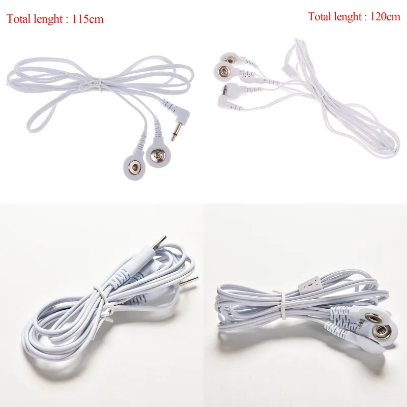 White 2/4Buttons Electric Shock Wires Cable Electrotherapy Electrode Lead For Tens Massager Connection Cable Massage Relaxation autonics e50s8 100 3 t 24 rotary encoder shaft outer diameter 8mm axial wiring lead out type connection cable type