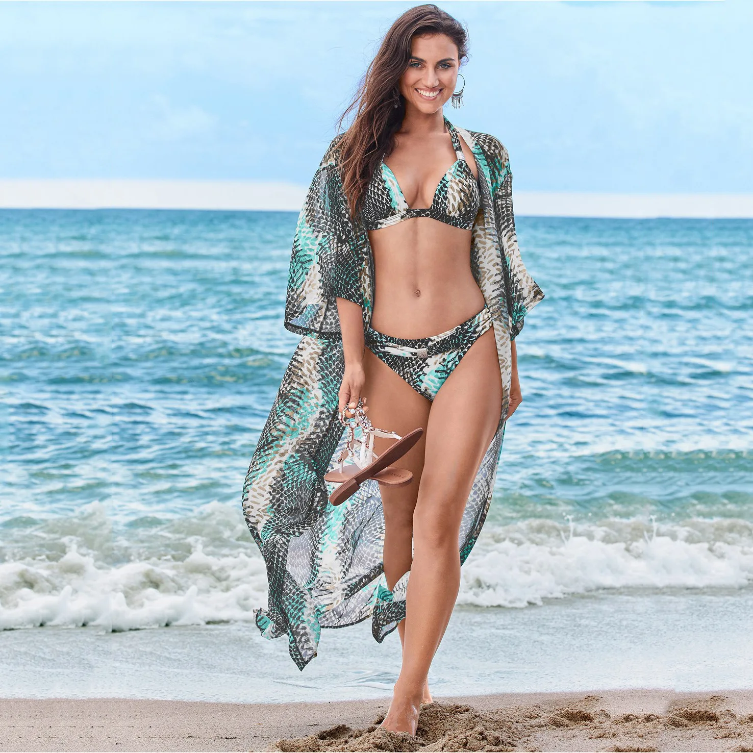 2021 New Snake Chiffon Bikini Cover Up 