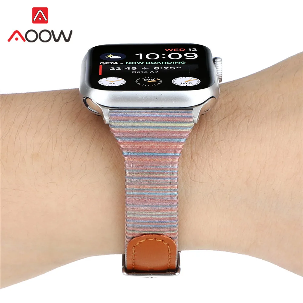Ремешок из натуральной кожи для Apple Watch, ремешок 40 мм, 44 мм, ремешок для iwatch 38 мм, 42 мм, 1, 2, 3, 4, 5, браслет, аксессуары, ремень