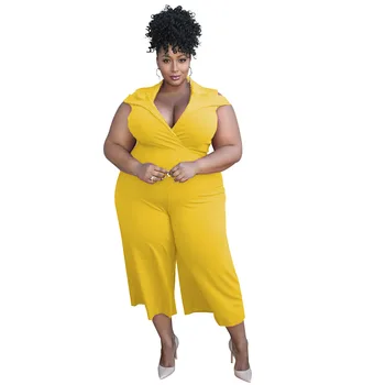 

2020 summer elegent women sleeveless plus size long jumpsuit XL-4XL