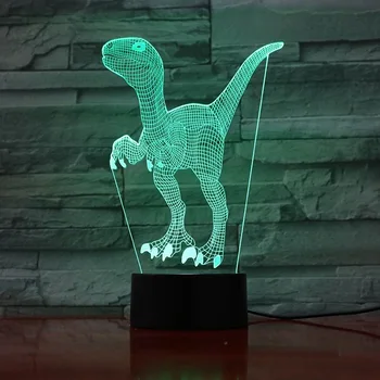 

Dinosaur Iguanodon 3d Clock Table Lamp Best Prensent for Kids Decoration Home Party 7 Colors Jurassic World Led Night Light