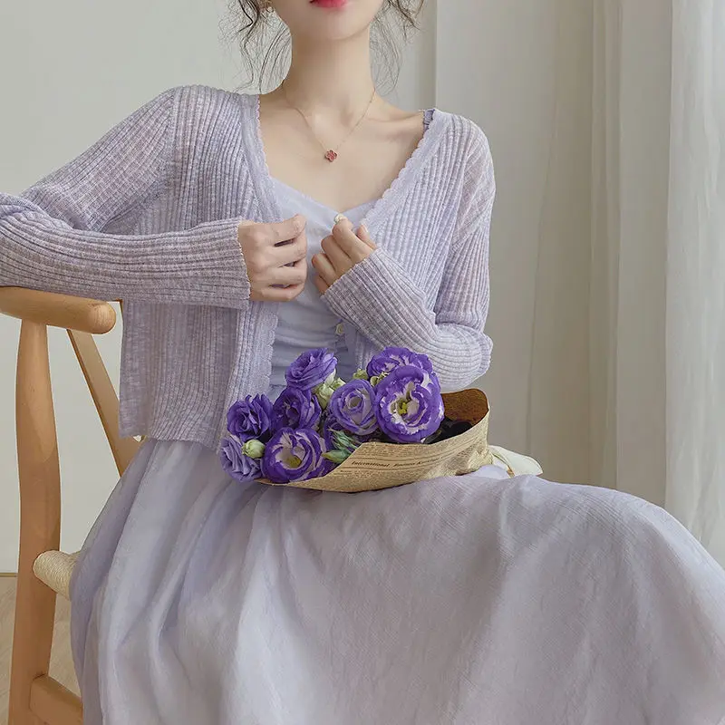 Gilet Cardigan Femme,Cardigans d'été courts tricotés pour femmes