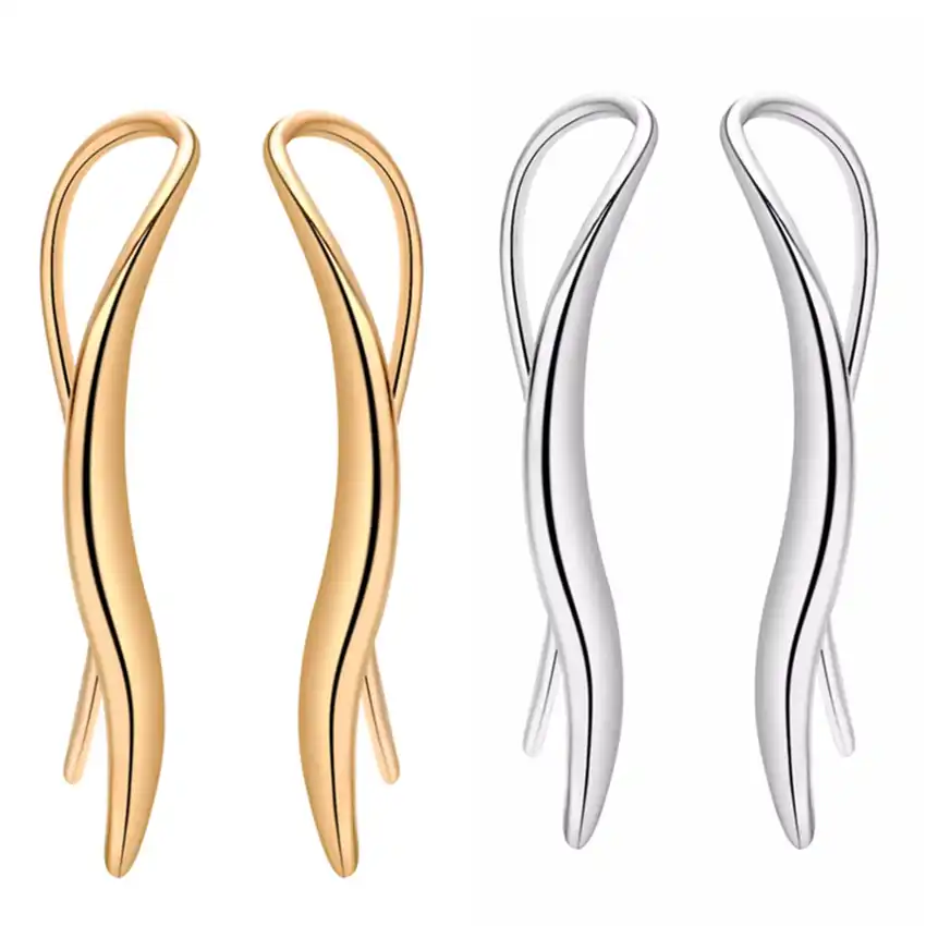 Kinitial New Arrival Geometric S Earrings for Female Metal S Curve Wave  Earrings Jewelry for Girl Ladies Ear Climber Bijoux|Stud Earrings| -  AliExpress