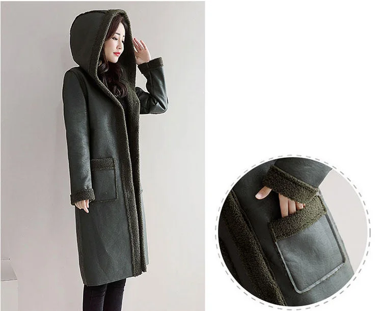 Новое женское меховое пальто, зимняя теплая куртка из искусственной кожи, высокое качество, женские длинные парки, черная меховая верхняя одежда с капюшоном