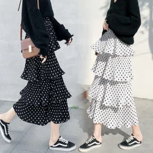 Весна и лето стиль темперамент высокая талия короткая рубашка в горошек длинный торт короткая рубашка