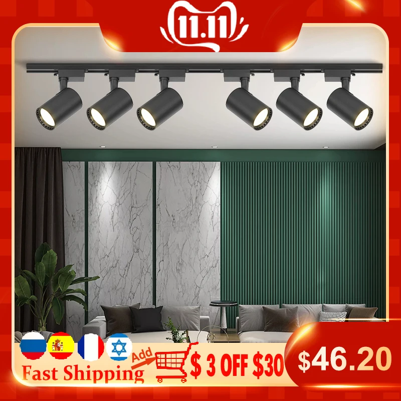 6PCS Track Lighting 12W 20W 30W 40W 220V Led Lights Lamp COB Spots Rail Fixture for Shop Home Kitchen | Лампы и освещение