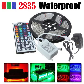 

5M RGB 2835 Waterproof LED Strip light SMD 44 Key Remote 12V EU Power Full Kit