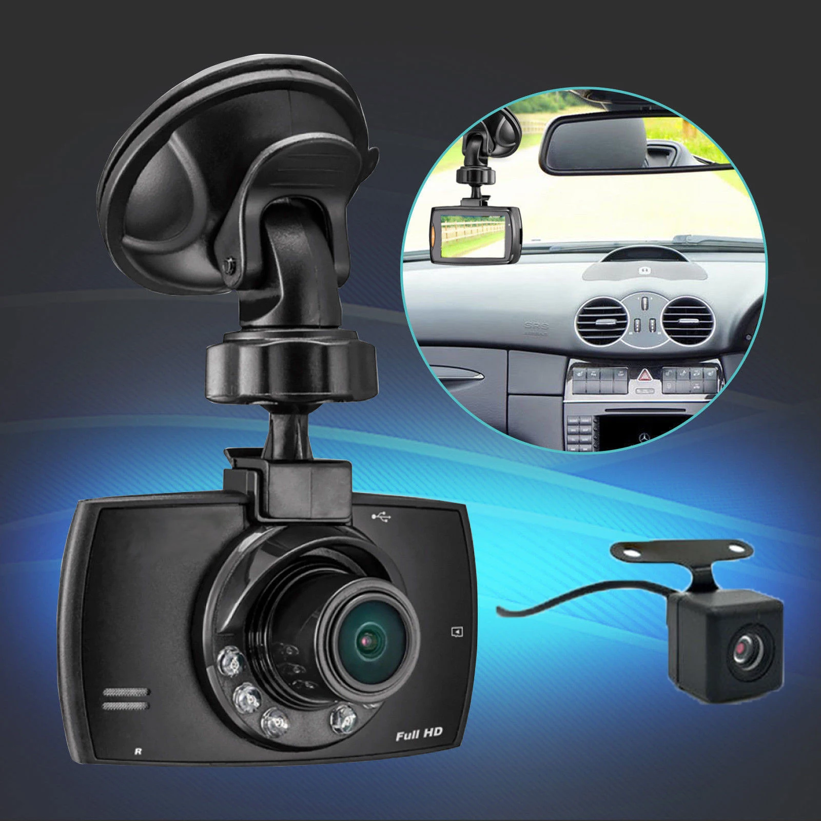 2,7 дюймовый автомобильный видеорегистратор камера Full HD 1080P 140 градусов широкоугольная камера ночного видения монитор парковки с g-датчиком