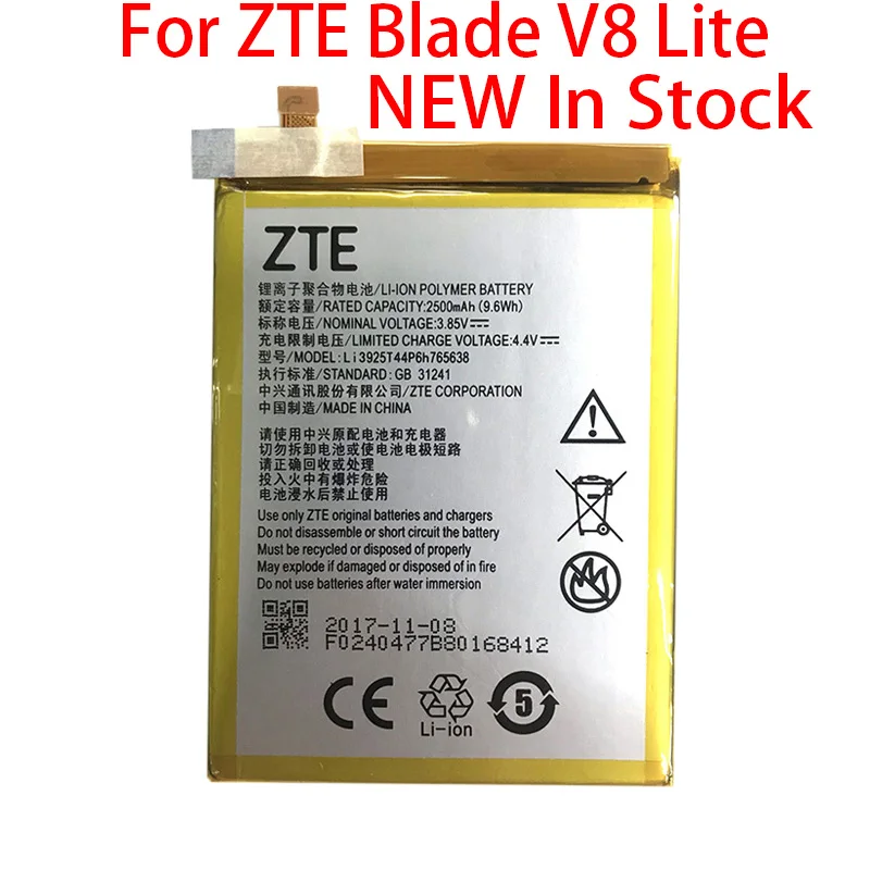 100% Оригинальный аккумулятор 2500 мАч Li3925t44p6h765638 для телефона ZTE BLade V8 Lite 5 0 дюйма