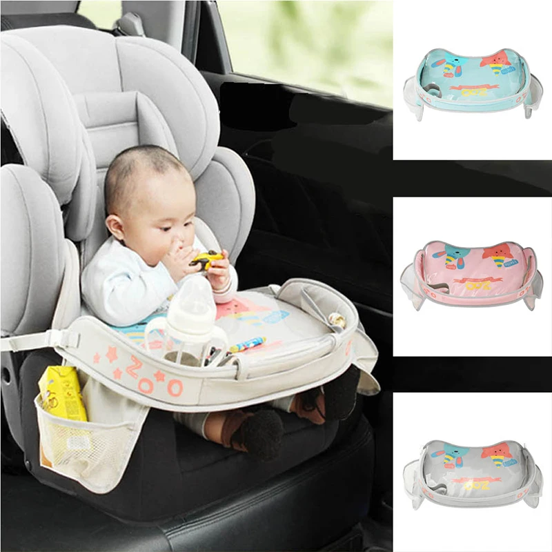Waterproof Child Baby Car Seat Tray Stroller Kids Toy Infant Car Folding Table Toddler Food Water Holder Desk In-car Accessories
