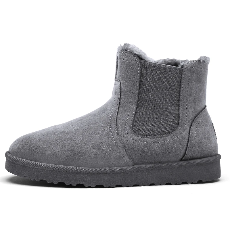 Мужские зимние ботинки; удобные мужские кожаные ботинки из флока; теплые плюшевые зимние кроссовки; botas hombre; пара мягких ботинок; Erket Bot - Цвет: Grey