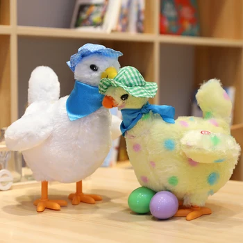 

Electronic Toys Laying Egg Hen with 3pcs eggs Plush Pet Dancing Singing Chicken Interactive Family Game Funny Toys for Children
