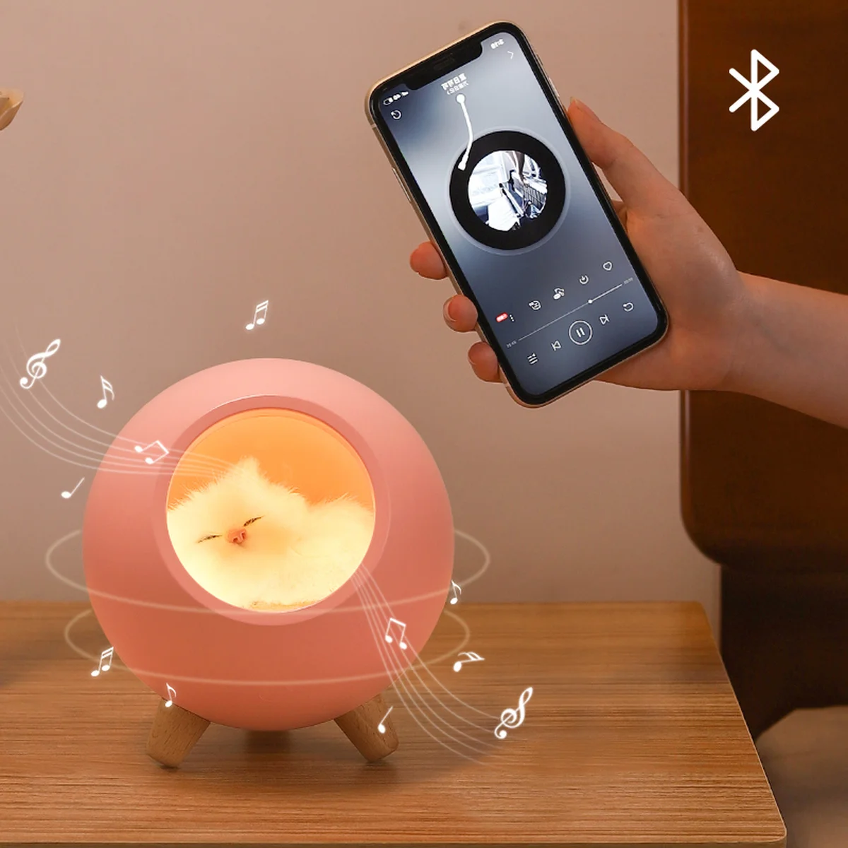 Милый домик для кошек из светодиодный Bluetooth Динамик настольная лампа сенсорный