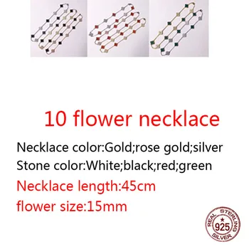 

10 flower 925 sterling silver necklace personality fashion style four-leaf clover middle diamond high-end shape new jewelry gift