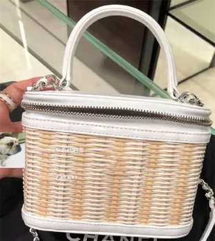 

Round Asian Bali knitted handbag ladies chain horizontal chain 2020shoulder bag small beach handbag vintage summer bag Straw