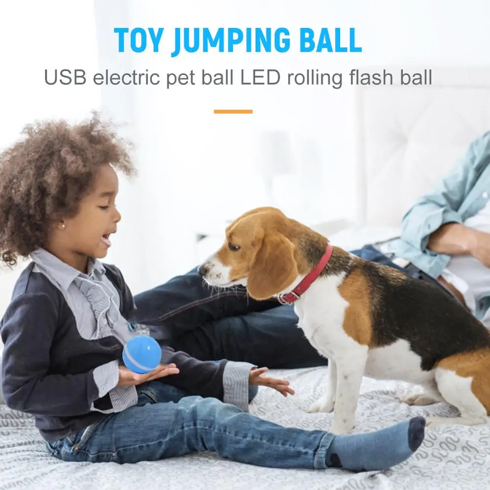 Водонепроницаемый детский питомец игрушка Migic роликовый попрыгунчик USB Электрический мяч для питомцев светодиодный прокатный флэш-шар для кошек, собак, котят для детей