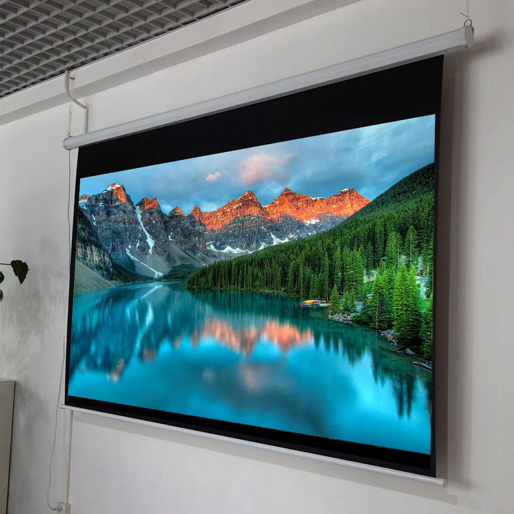 AAO 100 дюймов 16:9 большой кинотеатр моторизованный проекционный экран 100 дюймов матовый белый 3D проектор электрический экран с пультом дистанционного управления