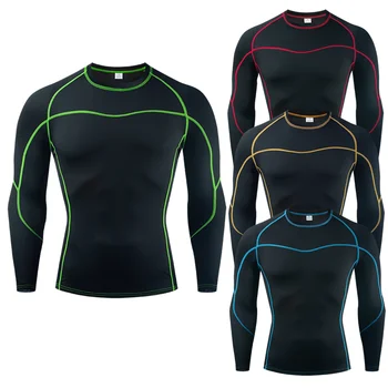 남성용 긴팔 압축 스포츠 티셔츠, 체육관 러닝 티셔츠, 피트니스 타이트 스포츠웨어, 하이킹 래시가드 스웻셔츠