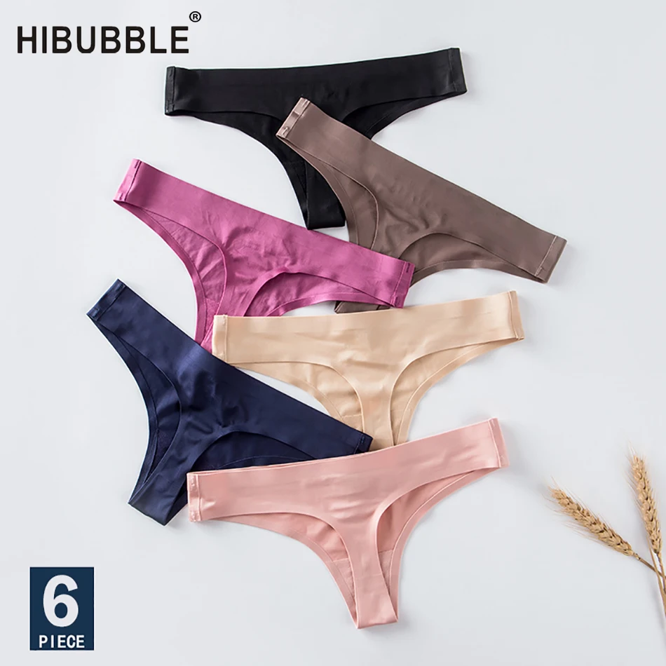 6pcs/lot Ice Silk Thong Panties Sexy G String Briefs Seamless Thongs Women Underwear Panties for Girls Ladies Panty HIBUBBLE - Цвет: 6 Mix Color