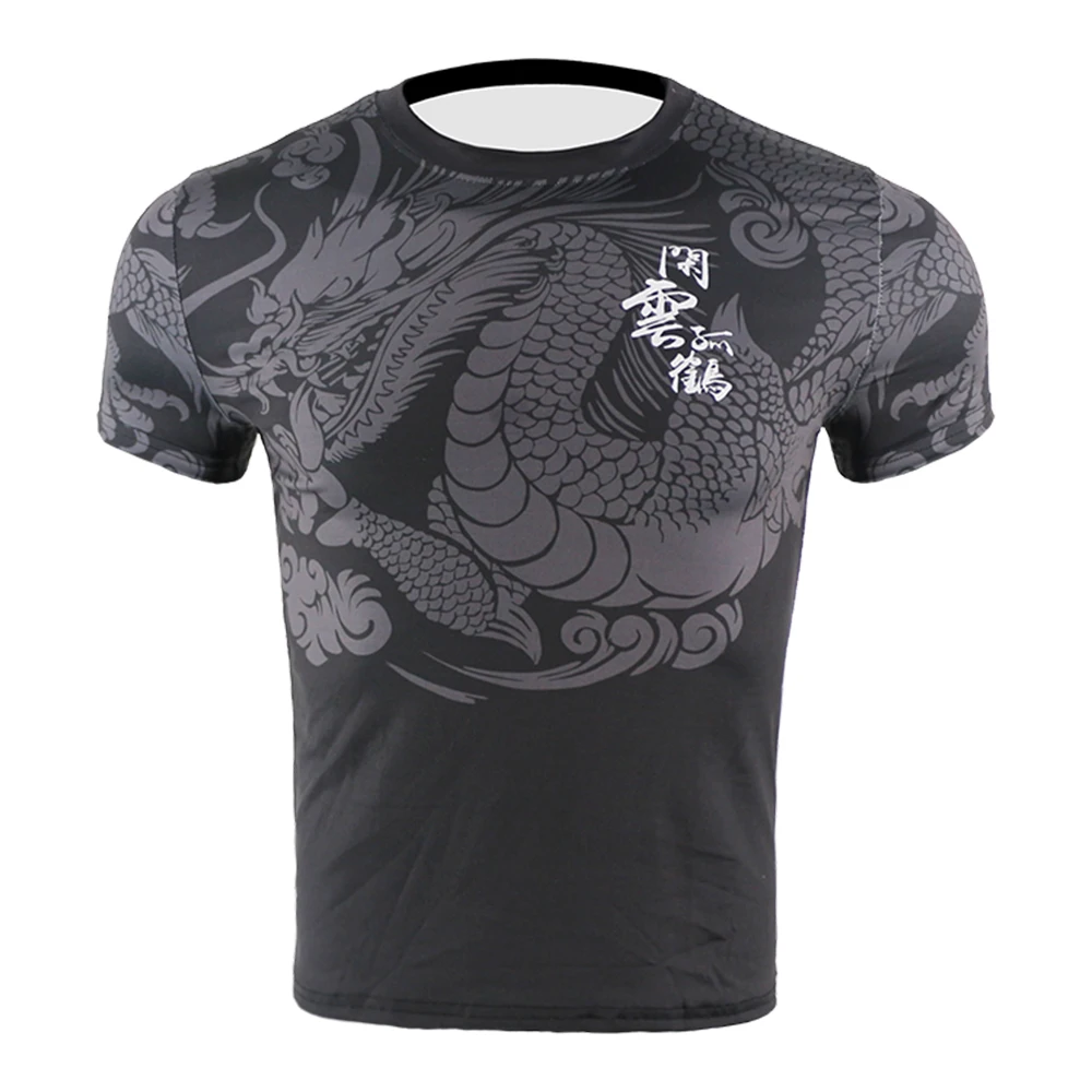 

Chinese Dragon Quick Dry Fighting MMA Jerseys Kick Boxing Training T Shirt Tiger Muay Thai Compression Sweatshirt Jiu jitsu Men