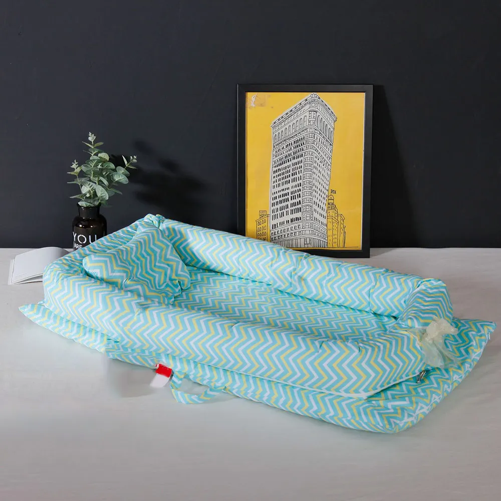 Детская кроватка складная переносная детская хлопковая Колыбель для новорожденных, дорожные кроватки с полосатым принтом, детский шезлонг, детская кроватка для манежа - Цвет: PJ3626-10