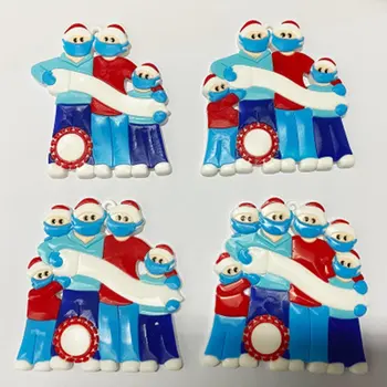 

2020 Christmas Props DIY Name Blessings PVC Mask Old Man Shape Wooden Exquisite Christmas Tree Hanging Pendant With 4 color pens