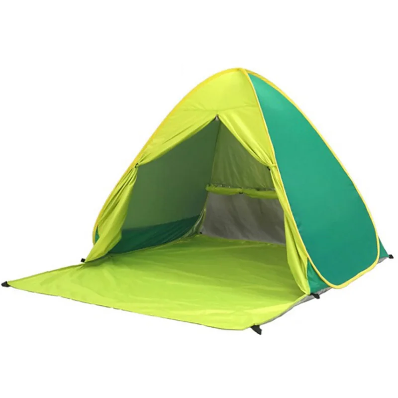 Пляжный тент, ультра-светильник, складная палатка, всплывающая, автоматическая, открытая палатка, семейная, для путешествий, рыбы, кемпинга, анти-УФ, полный солнцезащитный козырек - Цвет: Green